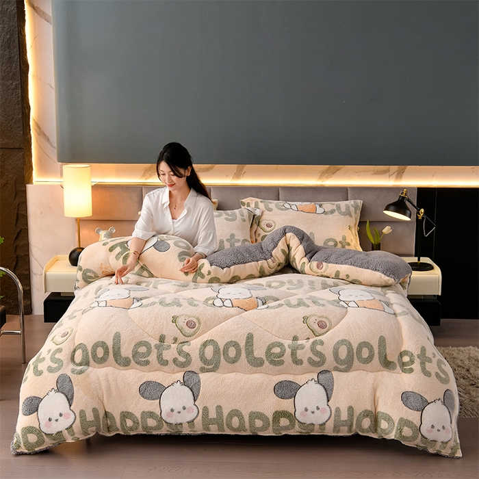 91家纺网 家纺一手货源 找家纺 锦逸家居 2024新款AB版雪花绒冬被羊羔绒冬被被子被芯春秋被 萌宠乐园