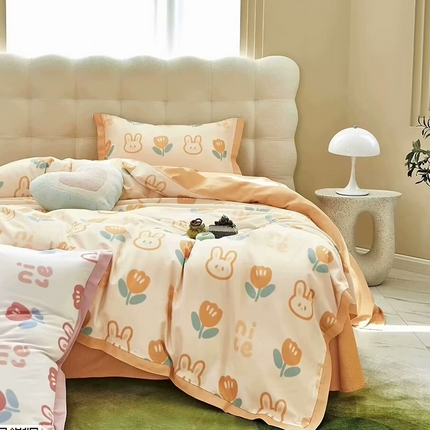 91家纺网 家纺一手货源 找家纺 （总）未来家居 2024新款卡口款全棉加厚活性超柔磨毛四件套