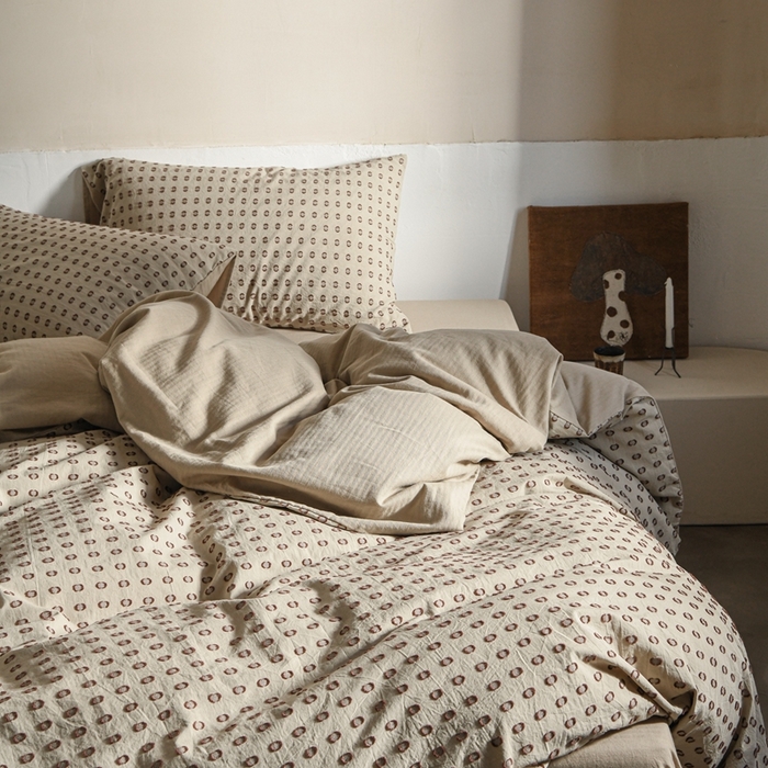 91家纺网 家纺一手货源 找家纺 简家居 2024新款色织提花四件套 苏打泡泡 米黄