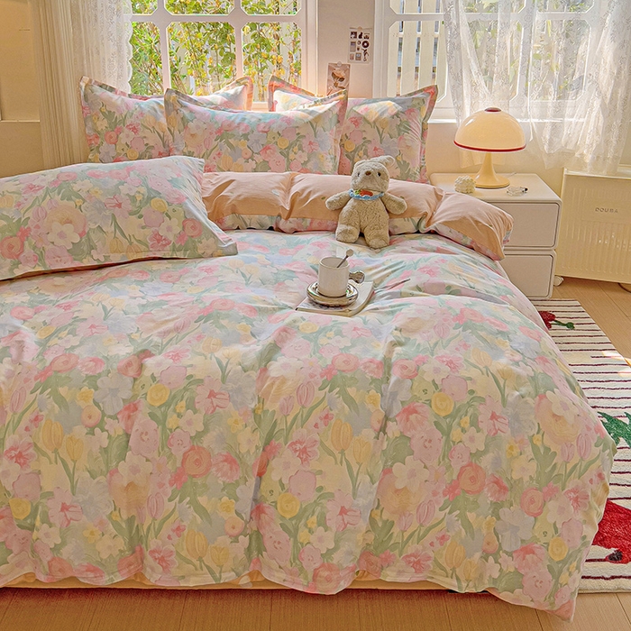 91家纺网 家纺一手货源 找家纺 卡普纯棉全棉四件套13070喷气床单款床笠款三件套 蒂芙娜-粉