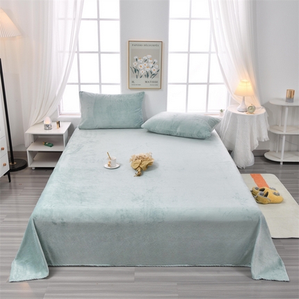 泽西家纺 2024新款高克重加厚牛奶绒单床单 跨境 外贸 牛奶绒床单-浅豆绿