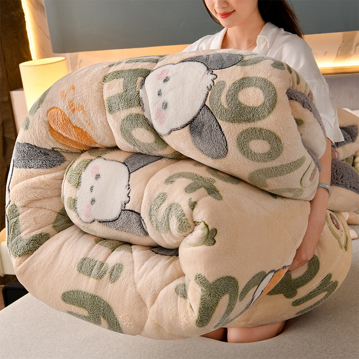 91家纺网 家纺一手货源 找家纺 锦逸家居 2024新款AB版雪花绒冬被羊羔绒冬被被子被芯春秋被 萌宠乐园