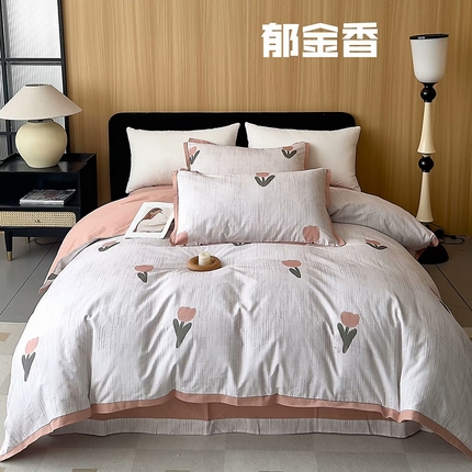 91家纺网 家纺一手货源 找家纺 （总）未来家居 2024新款卡口款全棉加厚活性超柔磨毛四件套