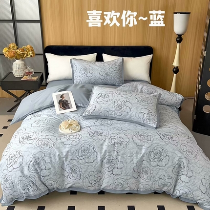 91家纺网 家纺一手货源 找家纺 （总）未来家居 2024新款卡口款全棉加厚活性超柔磨毛四件套