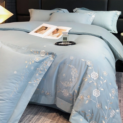 家居1号家纺 2024新款全棉陶瓷磨毛四件套-黛安娜 黛安娜-温馨蓝