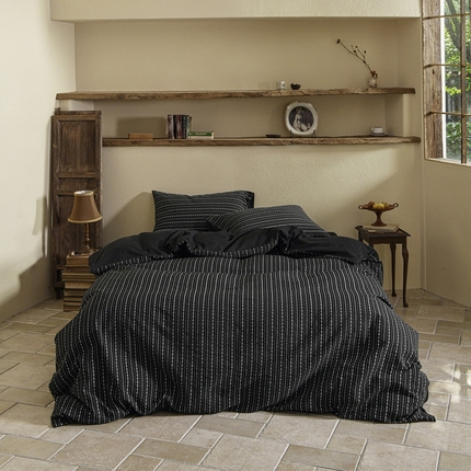 简家居 2024新款色织提花四件套 时光里（黑色）