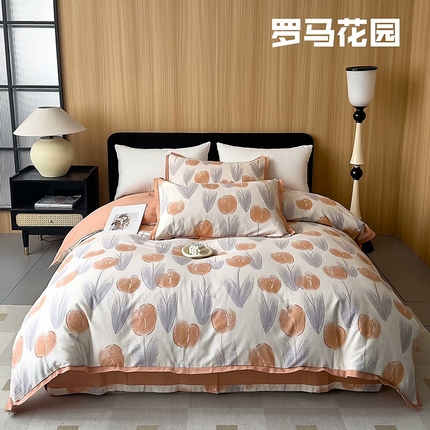 91家纺网 家纺一手货源 找家纺 （总）未来家居 2024新款卡口款全棉加厚活性超柔磨毛四件套