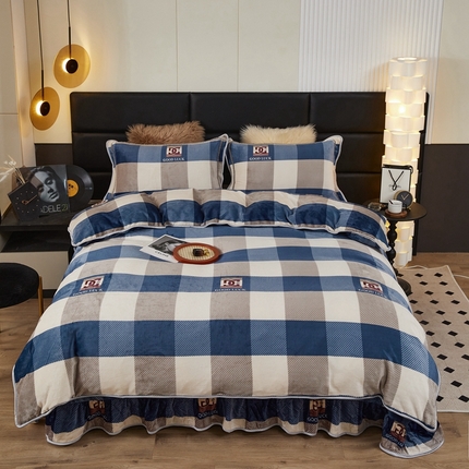 凤杰家纺 2025新款牛奶绒被套系列 蓝大格