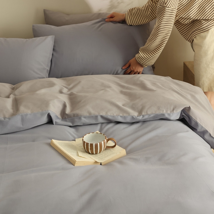 91家纺网 家纺一手货源 找家纺 轩和家居 2024新款50S长绒棉磨毛四件套（控价：179 、229 、249 床笠+10元） 蓝莓紫+中灰