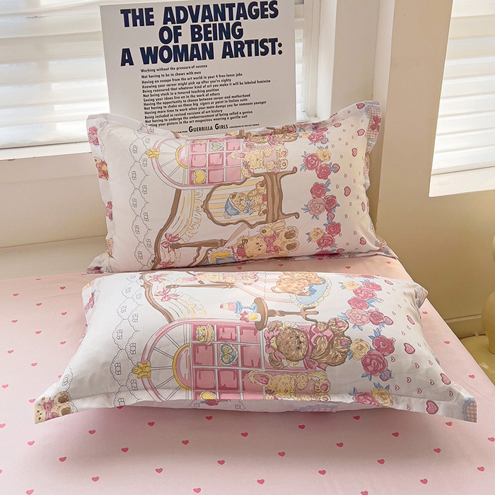 91家纺网 家纺一手货源 找家纺 楠沐家纺 （套件）2025新款亲肤芦荟棉美棉磨毛印花四件套(第二批) 爱心萝莉熊