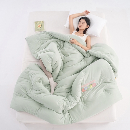 薇玛仕 2025秋冬新款-A类针织云柔棉立体烫画大豆被芯 南瓜-米绿