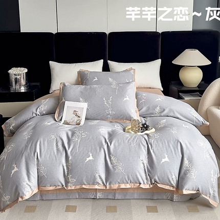 91家纺网 家纺一手货源 找家纺 （总）未来家居 2024新款卡口款全棉加厚活性超柔磨毛四件套