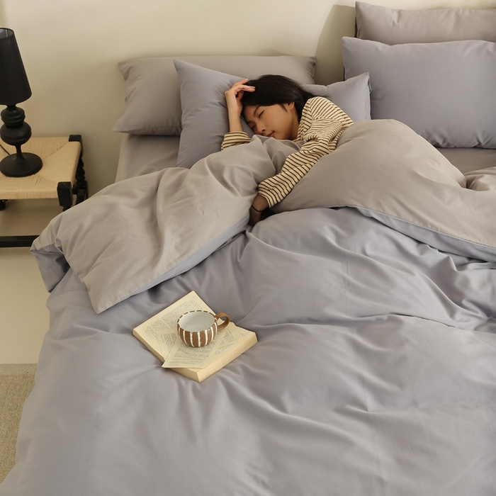 91家纺网 家纺一手货源 找家纺 轩和家居 2024新款50S长绒棉磨毛四件套（控价：179 、229 、249 床笠+10元） 蓝莓紫+中灰