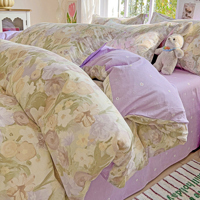 91家纺网 家纺一手货源 找家纺 卡普纯棉全棉四件套13070喷气床单款床笠款三件套 蒂芙娜-咖