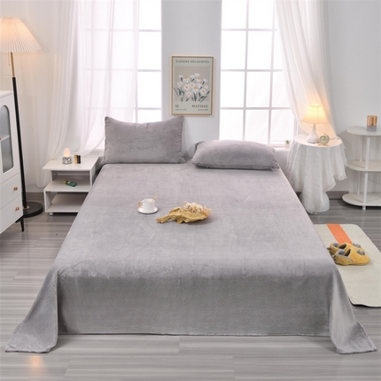 泽西家纺 2024新款高克重加厚牛奶绒单床单 跨境 外贸 牛奶绒床单-绅士灰