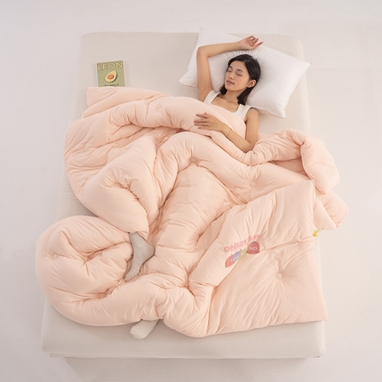 薇玛仕 2025秋冬新款-A类针织云柔棉立体烫画大豆被芯 南瓜-粉玉