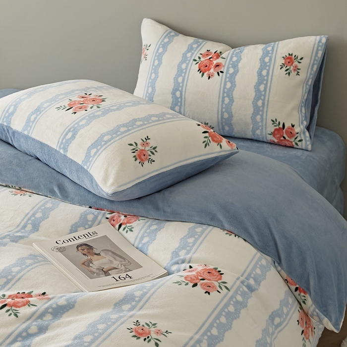 91家纺网 家纺一手货源 找家纺 时光里 2024新款230克牛奶绒印花四件套 蔓塔