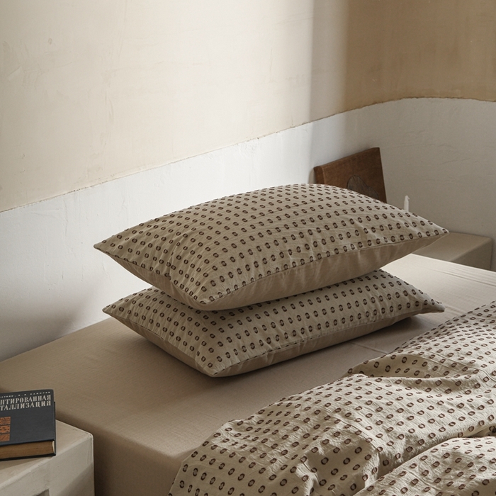 91家纺网 家纺一手货源 找家纺 简家居 2024新款色织提花四件套 苏打泡泡 米黄