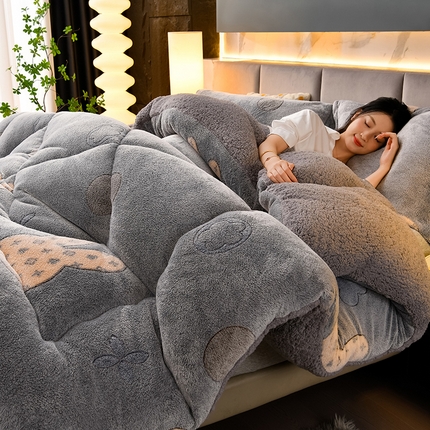 锦逸家居 2024新款AB版雪花绒冬被羊羔绒冬被被子被芯春秋被 比心兔兔