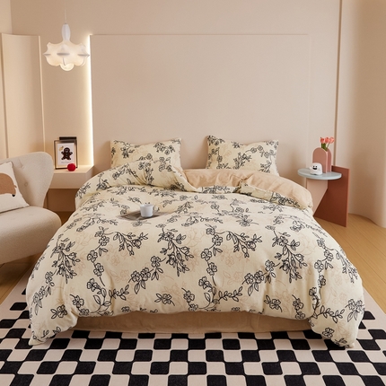 时光里 2024新款230克牛奶绒印花四件套 繁花