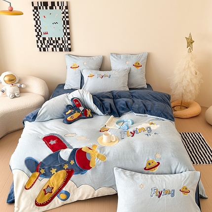 （总）西西家居 2024新款230g全消光牛奶绒四件套-飞行时刻