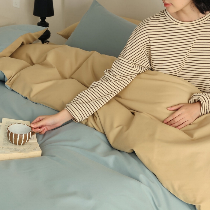 91家纺网 家纺一手货源 找家纺 轩和家居 2024新款50S长绒棉磨毛四件套（控价：179 、229 、249 床笠+10元） 灰蓝+田园风光