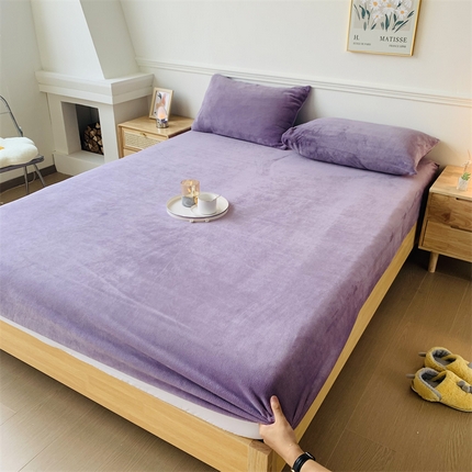 泽西家纺 2024新款高克重加厚牛奶绒单床笠 跨境 外贸 牛奶绒床笠-香芋紫