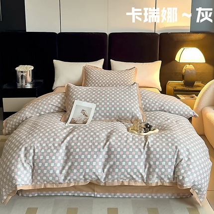 91家纺网 家纺一手货源 找家纺 （总）未来家居 2024新款卡口款全棉加厚活性超柔磨毛四件套