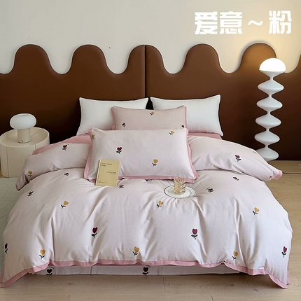 91家纺网 家纺一手货源 找家纺 （总）未来家居 2024新款卡口款全棉加厚活性超柔磨毛四件套