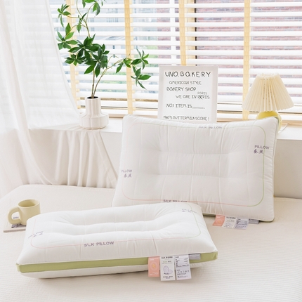 皇冠之家枕芯 2024新款蚕丝蛋白多倍养肤定型枕热熔枕 绿色-中枕