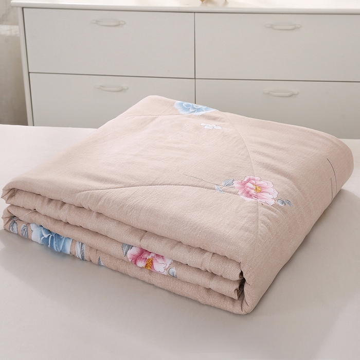 91家纺网 家纺一手货源 找家纺 梦莎被业 2025新款水洗棉印花亲肤可水洗夏凉被空调被四季被夏被被子被芯 国色天香驼