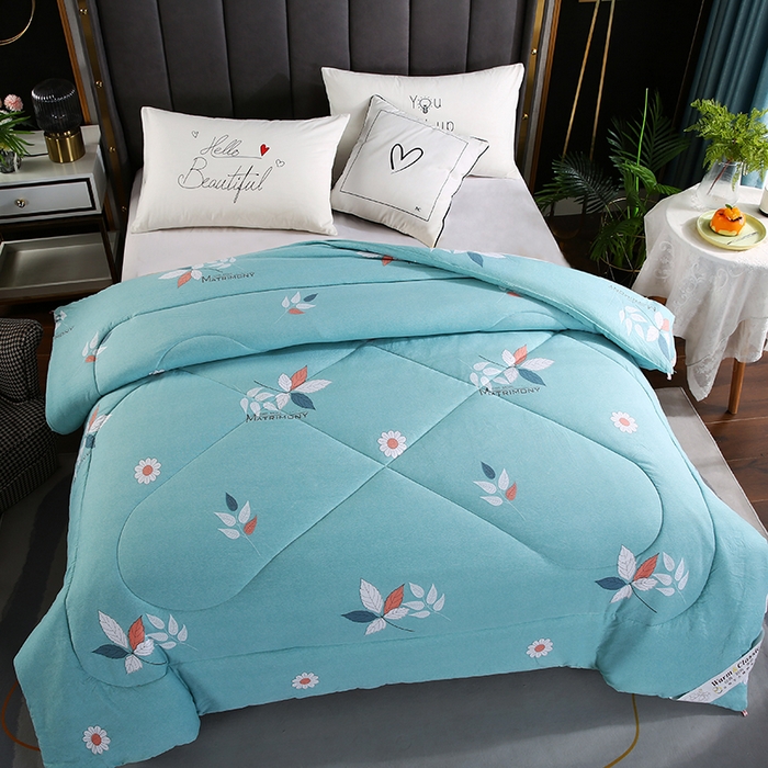 91家纺网 家纺一手货源 找家纺 梦莎被业 2025新款水洗棉印花舒适春秋被四季被夏被冬被被子被芯 一抹清香绿