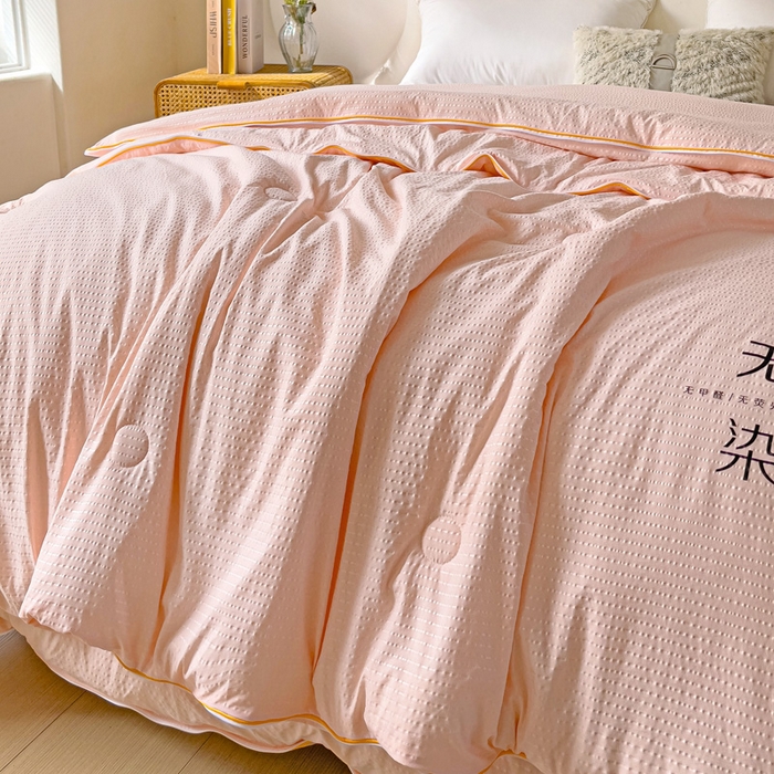 91家纺网 家纺一手货源 找家纺 梦莎被业 2025新款A类无染针织水洗棉大豆子母被 优雅玉