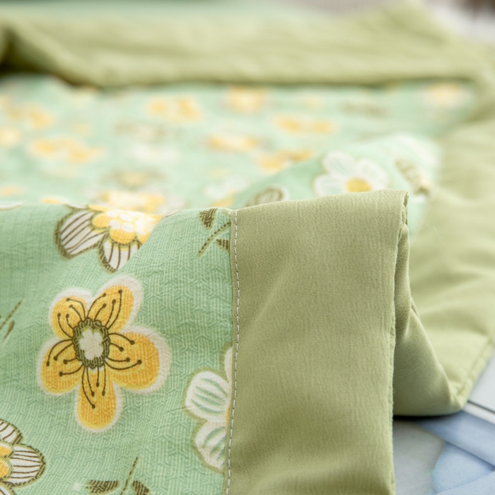 91家纺网 家纺一手货源 找家纺 梦莎被业 2025新款A类水洗棉麻夏凉被夏被四件套棉麻双层纱大豆夏被空调被直播热款-主图一 清凉一夏