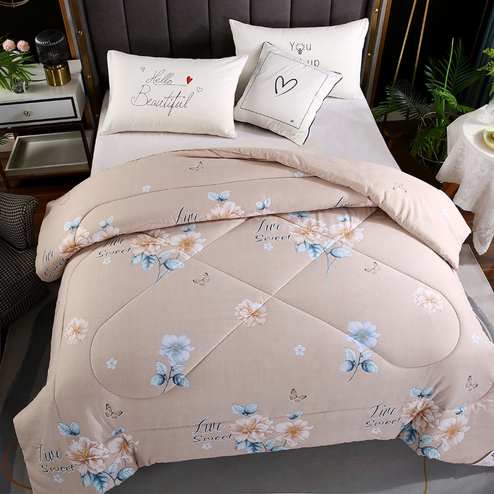 91家纺网 家纺一手货源 找家纺 梦莎被业 2025新款水洗棉印花舒适春秋被四季被夏被冬被被子被芯 国色天香驼