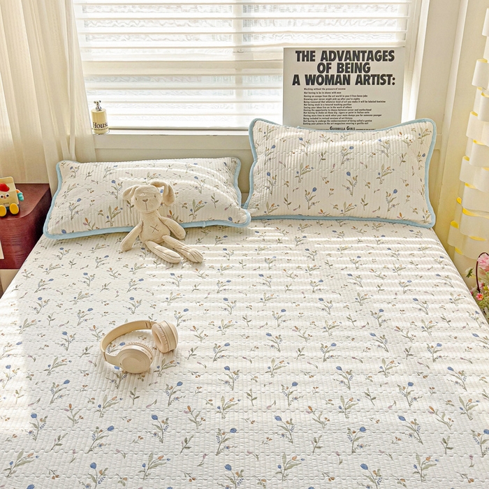 91家纺网 家纺一手货源 找家纺 2024新款水洗全棉牛奶绒床盖三件套 一米阳光