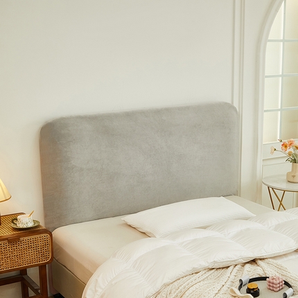 91家纺网 家纺一手货源 找家纺 逐日沙发套 2024新款超柔云感绒系列-床头罩 超柔云感绒-浅灰色