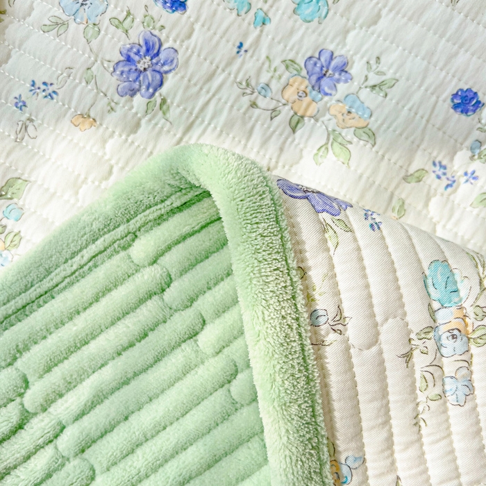 91家纺网 家纺一手货源 找家纺 2024新款水洗全棉牛奶绒床盖三件套 繁花似锦