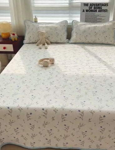 91家纺网 家纺一手货源 找家纺 2024新款水洗全棉牛奶绒床盖三件套 一米阳光