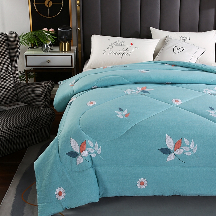 91家纺网 家纺一手货源 找家纺 梦莎被业 2025新款水洗棉印花舒适春秋被四季被夏被冬被被子被芯 一抹清香绿