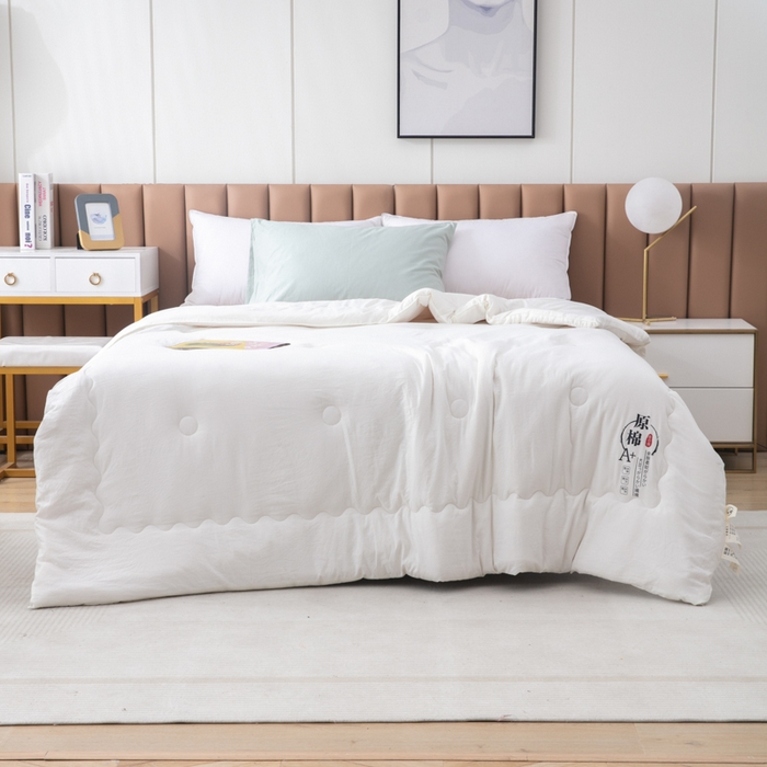 91家纺网 家纺一手货源 找家纺 梦莎被业 2025新款原棉被子被芯 软软米白