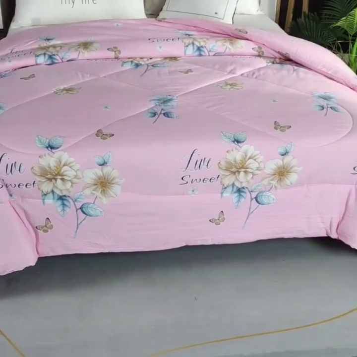 91家纺网 家纺一手货源 找家纺 梦莎被业 2025新款水洗棉印花舒适春秋被四季被夏被冬被被子被芯 国色天香粉