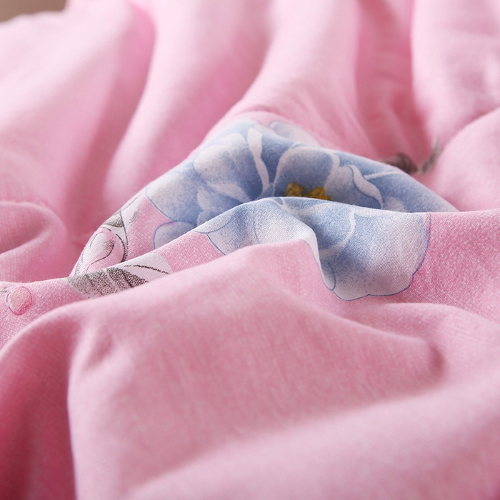 91家纺网 家纺一手货源 找家纺 梦莎被业 2025新款水洗棉印花亲肤可水洗夏凉被空调被四季被夏被被子被芯 国色天香粉