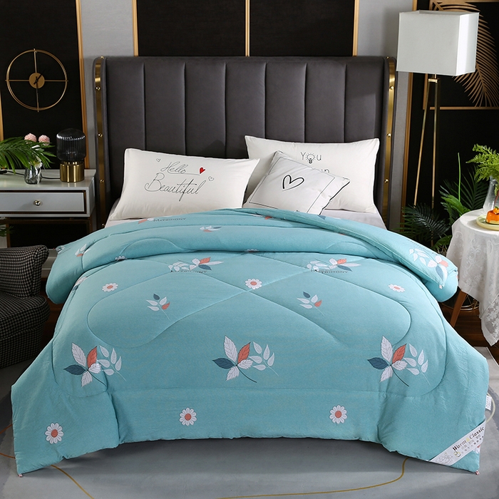 91家纺网 家纺一手货源 找家纺 梦莎被业 2025新款水洗棉印花舒适春秋被四季被夏被冬被被子被芯 一抹清香绿