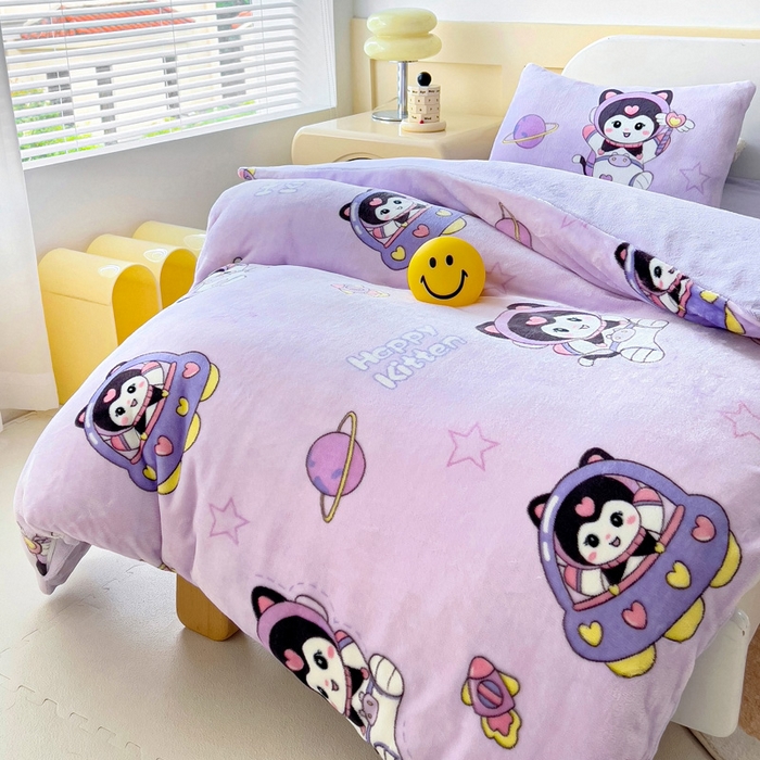 91家纺网 家纺一手货源 找家纺 乐秀家纺 2025新款A类牛奶绒幼儿园被子可拆卸被套+被芯 甜美星际