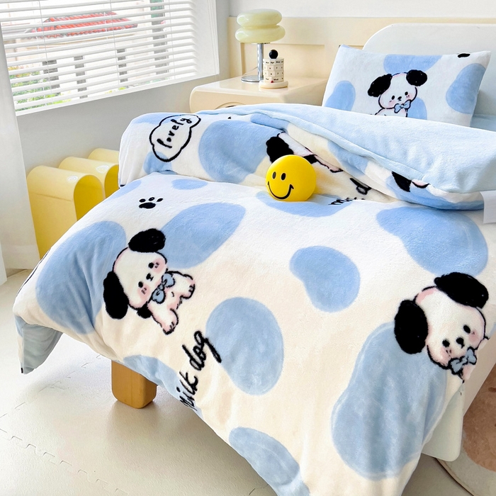 91家纺网 家纺一手货源 找家纺 乐秀家纺 2025新款A类牛奶绒幼儿园被子可拆卸被套+被芯 乐乐狗