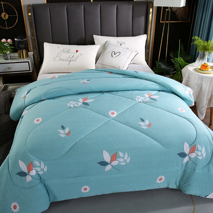 91家纺网 家纺一手货源 找家纺 梦莎被业 2025新款水洗棉印花舒适春秋被四季被夏被冬被被子被芯 一抹清香绿