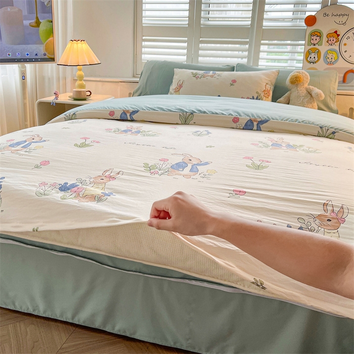 91家纺网 家纺一手货源 找家纺 晓时候 2025新款印花水洗棉新疆棉花被可拆洗被子被芯冬被春秋被 花园兔