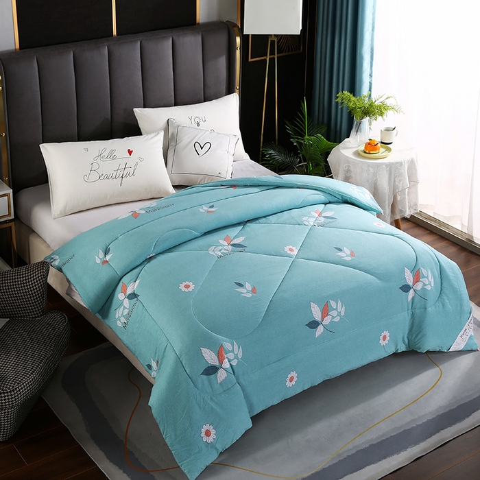 91家纺网 家纺一手货源 找家纺 梦莎被业 2025新款水洗棉印花舒适春秋被四季被夏被冬被被子被芯 一抹清香绿