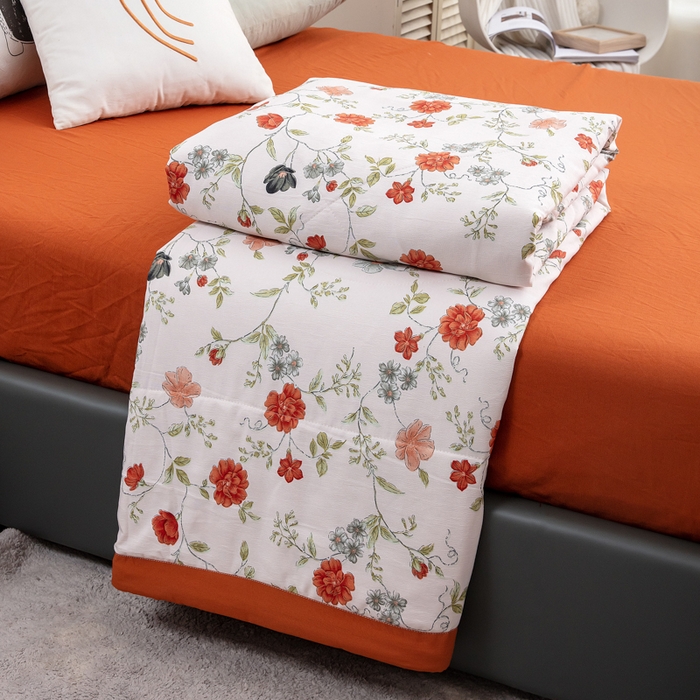 91家纺网 家纺一手货源 找家纺 （总）梦莎被业 2025新款A类水洗棉麻夏凉被夏被四件套棉麻双层纱大豆夏被空调被直播热款-主图一